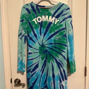 Tommy Hilfiger Blue and Green Tie-Dye Top